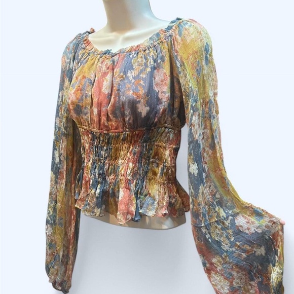 Caroline Constas Tops - Caroline Constas Boho Floral Off Shoulder Smocked Women's Top Medium NWOT